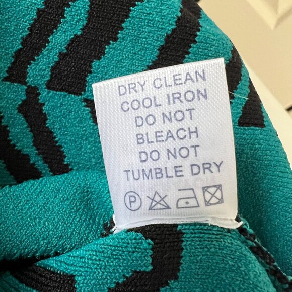 i.b.b.i. Womens Plus Zebra Stripe Bodycon Dress Cyan Blue Black Knit size 22 - Picture 11 of 12